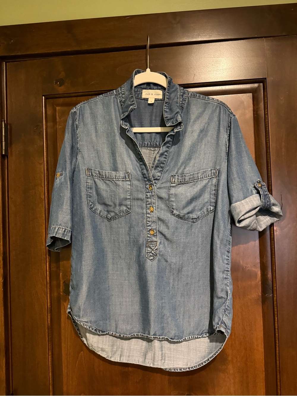 cloth & stone Light Blue Denim Tunic Shirt